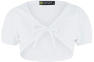 LOTMART Girls Top Cropped Shrug Tie Up Front Bolero