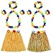 Produktbild Hula Gras Rock mit Blumen Leis Kostüm Set, Elastisches Luau Grass und Hawaiian Blume Armbänder, Stirnband, Halskette für Party Favors, 2 Set