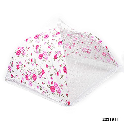 Abdeckhaube für Speisen mit Spitze und Blumenmuster (weiß)