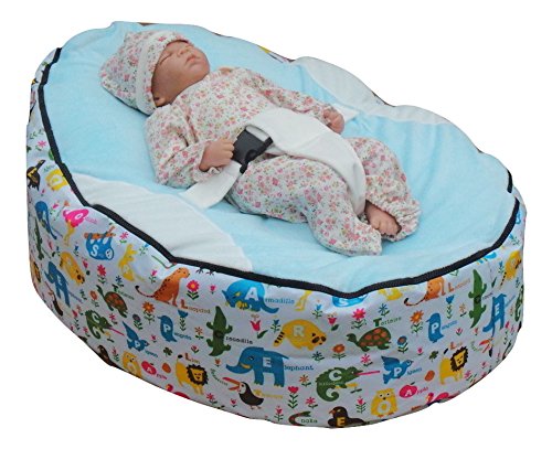 BABY BEAN BAG WITH ADJUSTABLE SAFETY HARNESS & 2 COVERS