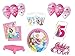 Produktbild XXL Party Deko Set 5.Geburtstag Disney Princess pink Kindergeburtstag für 8 Personen rosa Mädchen Party Deko Geschirr