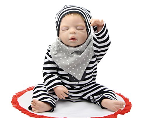 Collectible Sleeping Reborn Baby Boy Dolls Full Body Siliocne Vinyl 22