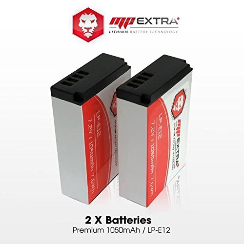 MP Extra LP-E12 Pack 2 batteries   chargeur Europe US   adaptateur allume-cigare pour Canon EOS Noir