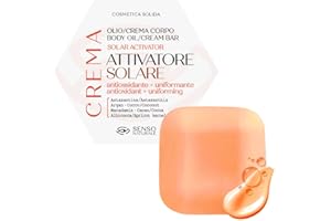 SENSO NATURALE ATTIVATORE SOLARE Olio Corpo Solido – crema abbronzatura con astaxantina idratante - lozione abbronzante Argan, Karite, Cacao, Cocco - Vegan - equivale a 500 ml …