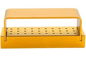 FICTORY Caja de desinfección - Caja de desinfección de aluminio de 30 agujeros Caja de fresas dentales Soporte de bloque Herramienta de dentista esterilizable en autoclave(oro)