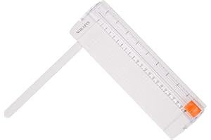 NOKAPIN Small Paper Cutter for Cardstock, Portable Cutter Trimmer A4 A5 Craft Guillotine Paper Trimmer Scrapbooking Tool for Paper Label Card, Craft Paper and Photos Standard Cutting DIY Scrapbook (White)