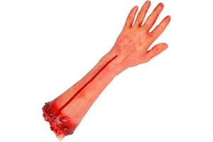 Bohue Halloween Severed Short Arm Bloody Severed Arm Simulated Broken Hand Terror Fake Body Parts Halloween Props Party Decoration