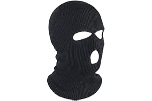 HIDRUO Blue Ski Mask, 3-Hole Full Face Mask Cover, Winter Balaclava Cap Knitted Face Cover for Outdoor Sports