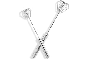 FANSEZQ 2 Schneebesen, Handmixer, halbautomatisch rotierend,Edelstahl-Rotationsmischer, Zum Mischen Schlagen Rühren Von Zutaten Beim Kochen Backen Hause(12 Zoll + 10 Zoll) (DDQ-300)