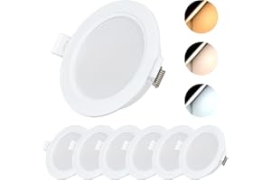 ‎YJY LIGHT YJY LIGHT LED Einbaustrahler 230V Einbauspots 5W 500lm IP54 Bad Spot 70-90mm Lochmaß Deckenstrahler 3000/4000/6000K Einbauleuchten für Wohnzimmer Badezimmer Schlafzimmer (6 Stück)
