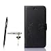 Produktbild Huawei P9 Hülle, Huawei P9 Schutzhülle, Alfort 3 in 1 Lederhülle Fashion Design Premium PU Leder Hohe Qualität Tasche Case Cover Kasten Abdeckung Wallet für Huawei P9 5.2" Smartphone Funktion Standfunktion Unterstützte Telefone und Magnetverschluss mit Schmetterling ( Schwarz ) + Alfort Schwarz Stylus Pen + Netter Staub Stecker