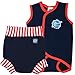 Splash About Boys Baby Wrap and Matching Happy Nappy (Small Wrap 0-6m, Medium Nappy 3-8m, Navy with Red)