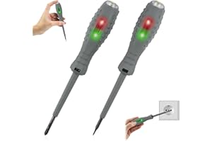 VICBOU 2 Piezas Probador de Voltaje con Destornillador,Herramienta de Prueba Eléctrica,Bolígrafo Probador de Voltaje Sin Contacto,con Rango CA 70V-250V, /Cero,Destornillador Estrella y Plano