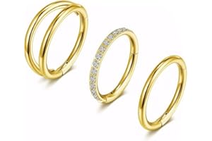 TOFBS 3 Pièces Piercing Nez 316L Acier Chirurgical Piercing 16G Anneau de Nez Doré Hypoallergénique Anneaux de Nez Jewelry pour Femmes Hommes