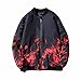 Produktbild VENMO Männer Jacke Biker Motorrad Zipper Feuer Outwear Warm Mantel Herren Klassik Kühlen Zipper Biker Kunstleder Jacke Motorrad Bomber Lederjacke Mäntel (XXXXXL, Red)