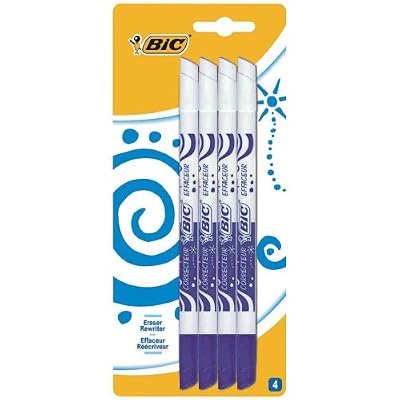 BIC Mini Effaceurs Réécriveurs - Encre Bleue, Blister de 4