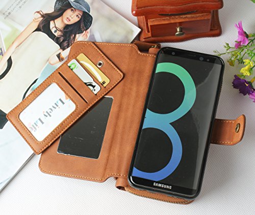 Galaxy S8 H  lle  Lively Life PU Leder Wallet H  lle Multifunktions Abnehmbare Rei  verschluss Schutzh  lle Flip Case Cover mit Kartenf  cher Card Slo