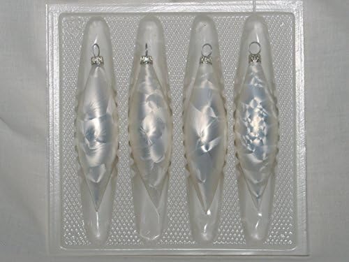 Christmas Tree Baubles Ice Plain Olive 4 "Jingle Bells Lauscha"