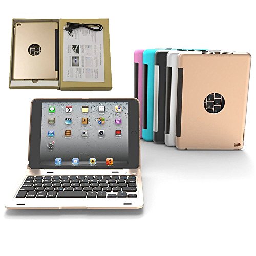 Golden Ultradünne Drahtlose Bluetooth Tastatur Keyboard Case/Hülle für Apple iPad Mini 4, Hart Schale Case Schutzhülle QWERTY Tastatur - 9