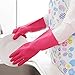 Produktbild Haosen 2 Stück Küche Spülhandschuhe synthetischem Kautschuk mit Beflockung Winter wasserdichte rutschfeste handschuhe (Rose Rot)