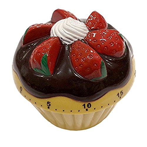 Eieruhr Kurzzeitwecker Küchentimer Küchenwecker, Design: Cupcake/Muffin, mechanisch, Kunststoff, beige ca. 7 x 7 cm, 1 Stück - 3