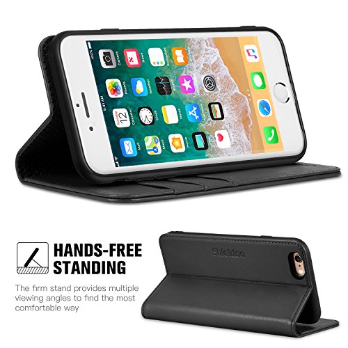 SHIELDON Funda iPhone 6s  Funda iPhone 6  Funda iPhone 6 Piel  Garant  a de por Vida  Cubierta Interior TPU  Ranuras para Tarjetas  Cierre Magn  tico  Funda Tapa iPhone 6s 6    Negro