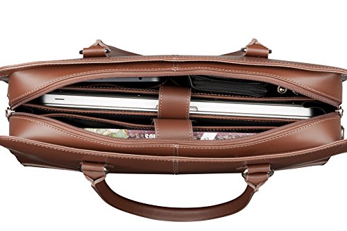 Su.B 15.6” 14” Diagonale professionelle Design Damen Laptoptasche, echtes Leder – Made in Italy (Braun) - 3