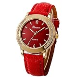 IG-Invictus Frauen und männer lässig einfache Business Leder Quarz analog Armbanduhr Geneva Geneva Herren Herren gürteluhr CSD 030 rot