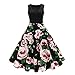 Produktbild Kleid DELLIN Frauen Floral Elegant Sleeveless Vintage Tee Hepburn Kleid Ballkleid (L, C Schwarz)