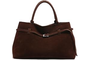 Fiorky Zainspirowana TS brązowa zamszowa torba na ramię dla kobiet duża torba na zakupy z górnym uchwytem do pracy w podróży popularna jesienna designerska torebka, Brązowy,