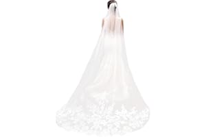 BAIYOULI Velo de Novia Boda Largo Tul Suave de Una Sola Capa Encaje con Peine Accesorios de Boda 3 Metros