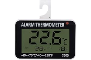 SMANDY Termómetros para refrigerador, Medidor de temperatura para congelador, termómetro de refrigerador digital a prueba de agua con pantalla LCD grande