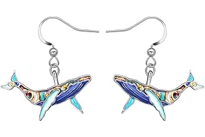 RAIDIN Boucles d'oreilles pendantes en alliage émaillé avec animaux marins hippocampe requin baleine méduse pieuvre dauphin pour Femmes Filles vie marine Bijoux pour Cadeaux Charms