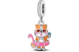 HAPOUR Ciondoli compatibili con bracciali Pandora, Ciondoli pendenti in argento sterling per bracciali Collane Cuore Farfalla Animali Viaggio Girasole Luna Pendenti Perline Ciondolo fai da te