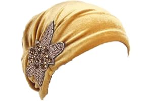 Pluto & Fox Gorra Beanie De Tela con Adorno Turbante para Cabeza De Mujer para Cáncer Quimioterapia Chemo Oncológico Noche Pèrdida de Pelo Cabello