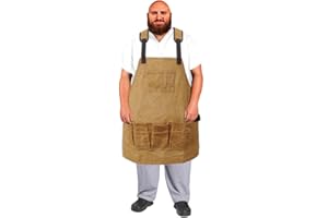 Urby Plus Size Apron For Wood Working, 16oz Ready Wares Waxed Canvas Apron Fits Waist W36+, XL, XXL Or Plus. Ideal For Woodworking, Workshop, Or Wood Shop.