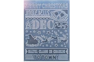 KWELLAM Merry Christmas Jingle Bells DEC 25 Santa Claus Is Coming To Town Plastic Embossing Folders for Card Making Scrapbooking and Other Paper Crafts