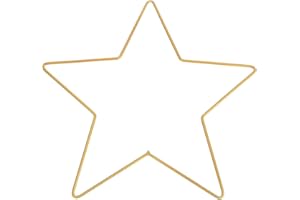 Wakauto Stern Kranz Rahmen Stern Makramee Ring Metalldraht Kranz Form Makramee Rahmen Reifen Pentagramm für Weihnachten Neujahr Kränze Handwerk Handwerk Blumenarrangement Dekor (30Cm)