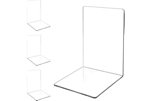 CSUNTIKULO Lot de 4 Serres Livres, Ensemble de Serre Livres, Serre-Livres en Acrylique Transparent avec Autocollants Antidérapants, Cale Livre pour Bureau Salon et Salle D'étude École Librairie et Bibliothèque