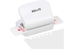 REAQUE Perforatore 6 fori, perforatore manuale in metallo, capacità perforatore 5 fogli 6mm, colonne di posizionamento mobili su entrambi i lati A4/30 fori A5/20 fori B5/26 (bianco)