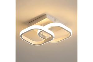 SENQIU Nowoczesna Lampa Sufitowa LED, Prosta Kwadratowa Biała Akrylowa Lampa Sufitowa, żyrandol 3000K Ciepłe Białe światło bez Możliwości ściemniania do Sypialni, Salonu, Przedpokoju (220V, 22W)