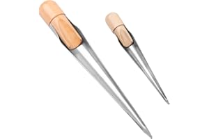Tiardey Lot de 2 piquets d'épissure de Corde Marine FID en Acier Inoxydable avec Manche en hêtre, Outil Creux et soigné pour Yachts et Bateaux