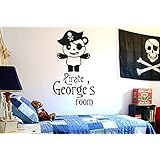 Personnalisé Pirate Captain Panda Kids Room Sign Stickers Muraux Vinyle Décor Pochoirs Murals