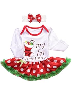 Longra Baby Kleidung Set Mädchen Weihnachtsoutfit Baby Kleid Tütü Bodys Weihnachten Langarm Strampler Overall...