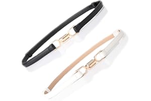 YIWEIYA Womens Faux Leather Skinny Belt Skinny PU Leather Adjustable Slim Thin Waistband Belts with Metal Buckle for Ladies Jean Dress Slim Belt