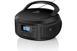 Roxelle Portable CD Player with Bluetooth, USB MP3 Playback, FM Radio, AUX In, Earphone Jack, LCD Display, Dual Power (AC/Battery), Repeat & Random Play, Lightweight Boombox Design, CD-200