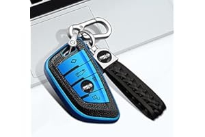 shengjue for BMW Key Fob Cover, Soft TPU Surface Leather Protection Car Remote Control Key Case for BMW 1/2/5/7 Series and X1/X3/X5/X6 etc.(Blue)