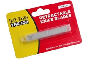 Fit for the Job 10 sztuk ostrzy zatrzaskowych 9 mm do majsterkowania, domu oraz sztuki i rzemiosła z 12 sekcjami zatrzaskowymi ze stali nierdzewnej zapewniającymi długą żywotność