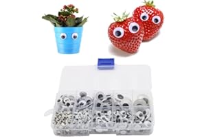 Makenlug 650 Pieces Wiggle Googly Eyes Self Adhesive Wiggle Eyes (Assorted Sizes) for DIY Crafts Scrapbooking and with Box, White and Black