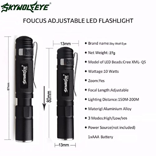 Taschenlampe,WINWINTOM 3500 LM Zoomable CREE Q5 LED-Taschenlampe Taschenlampe Super Bright - 2